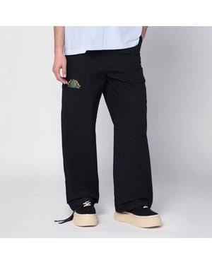 Brain Dead Pantaloni neri in cotone con logo - Nero