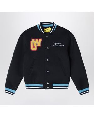 Off-White c/o Virgil Abloh Bomber Jacket With Logo Embroidery - Blue