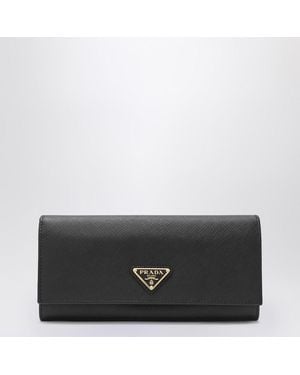 Prada Portefeuille Grand En Cuir Saffiano - Noir