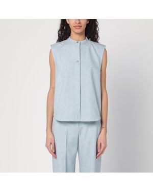 Loulou Studio Fog Grey Blouse In Cotton Blend - Blue