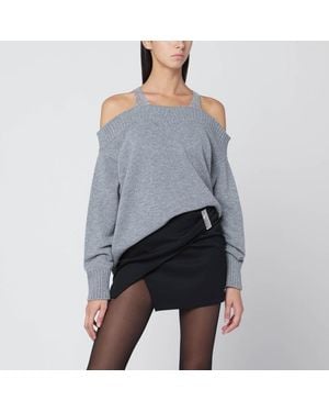 GIUSEPPE DI MORABITO Maglione con spalline con cristalli - Grigio