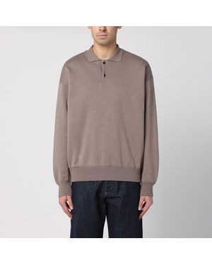 AURALEE Polo olive brown in cotone felpato - Grigio