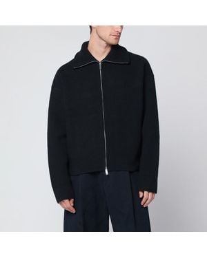 Studio Nicholson Cardigan Zippé Marine En Laine - Noir