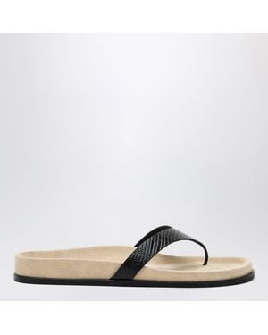 TOTEME Lizard-Effect Leather Flip-Flops - Brown