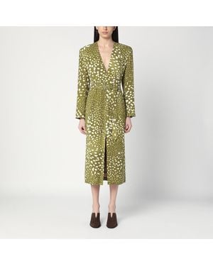 Dries Van Noten Dress With Belt And Khaki Green Print