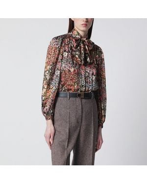 Valentino Silk Blouse With Floral Print - Brown