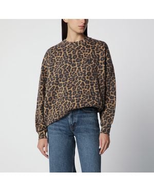 Anine Bing Miles Hoodie With Leopard Print - Black