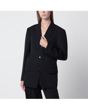 Bottega Veneta Grain De Poudre Wool Single-Breasted Jacket - Black