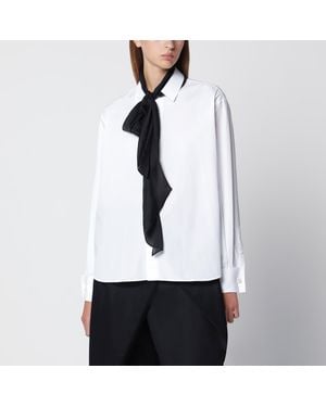 Sacai Camicia Bianca Con Sciarpa Nera - Bianco