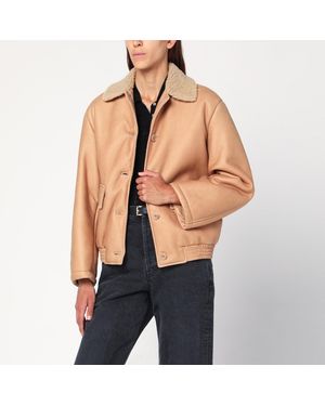Salvatore Santoro Nude Leather Bomber Jacket - Blue