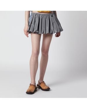 Miu Miu Pleated Balloon Tec Canvas Miniskirt - Blue