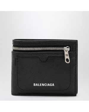 折りたたみ財布 BALENCIAGA BLACK LEATHER SUPERBUSY BI-FOLD WALLET Balenciaga Superbusy Square Folded Wallet in Black for Men