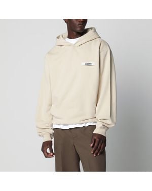 Jacquemus Hoodie With Grosgrain Logo - Natural