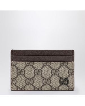 Gucci Gg Supreme Fabric Card Holder/Ebony - Metallic