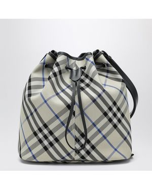 Burberry Medium Bucket Bag With Lichen-Colour Check Pattern - Grey
