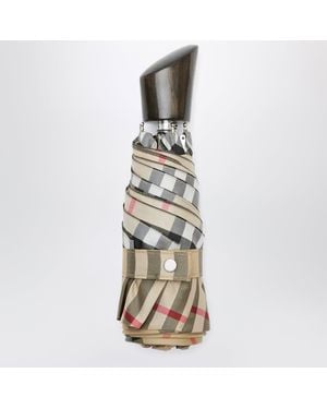 Burberry Foldable Check Umbrella - Metallic