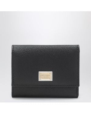 Dolce & Gabbana Dauphine Leather Wallet With Logo Plaque - Black