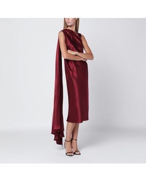 Max Mara Raspberry Cape Detail Dress - Red
