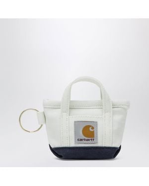 Carhartt Mini Tote Bag Keychain Natural - White