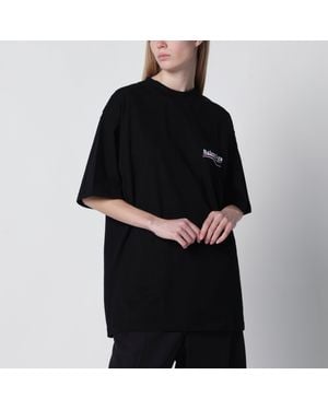 Balenciaga T-Shirt Noir Political Campaign Coupe Large
