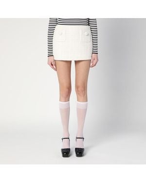 Marc Jacobs Elfenbeinfarbener Minirock Aus Strukturiertem Tweed - Weiß