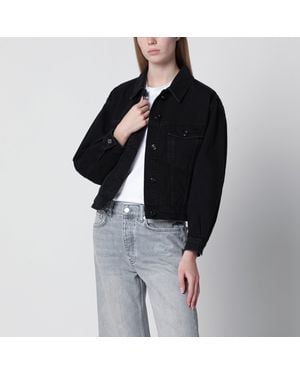 Anine Bing Quincy Cropped Denim Jacket - Black