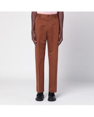PT Torino Cotton And Linen Trousers - Brown
