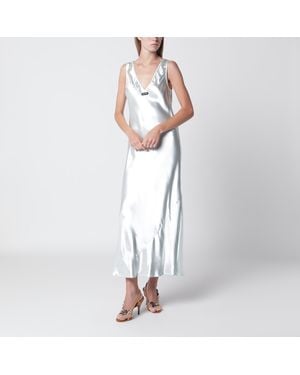 Miu Miu Chlorophyll-Colored Shiny Viscose Dress - White
