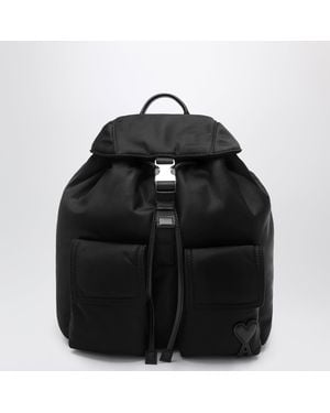Ami Paris Marcel Small Nylon Backpack - Black