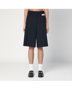 Erika Cavallini Semi Couture Wool Bermuda Shorts - Blue