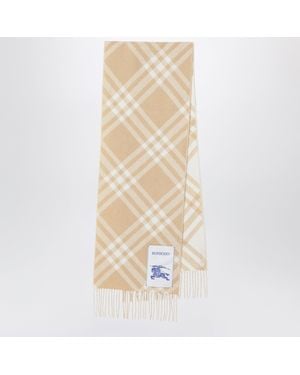 Burberry Écharpe Motif Check Couleur Sable En Cachemire - Neutre