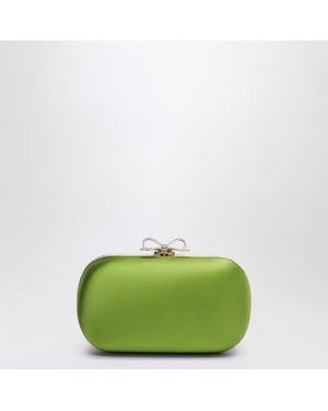 Self-Portrait Satin Clutch Bag - Green