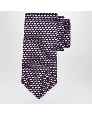 Ferragamo Dachshund Print Silk Tie - Blue