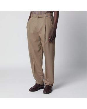 Saint Laurent High-Waisted Tailored Pants With Belt - Brown