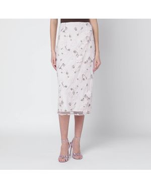 ROTATE BIRGER CHRISTENSEN Lilac Striped Pencil Skirt - White