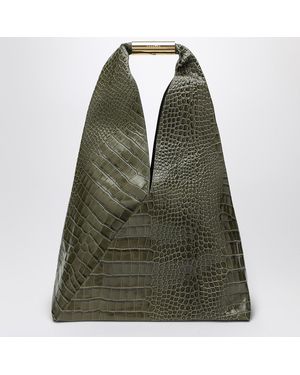 MM6 by Maison Margiela Medium Olive Japanese Bag With Crocodile Print - Green