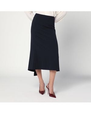 Victoria Beckham Navy Blue Skirt In Wool Blend
