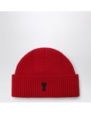 Ami Paris Ami De Coeur Beanie - Red