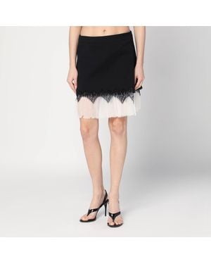 McQueen Mini Skirt With/Ivory Spider Lace - Black