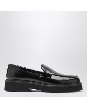 VINNY'S Black Leather Peeters Moccasins