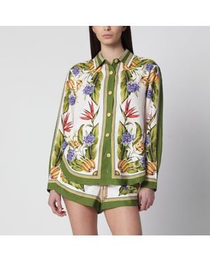 FARM Rio Sand Tropical Scarf Linenblend Shirt - Green
