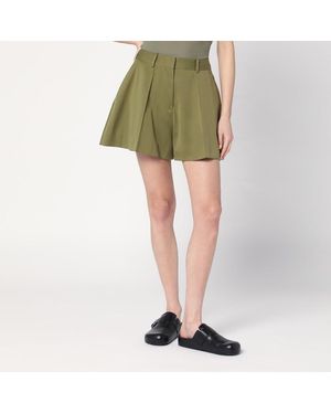 Loewe Short in misto cotone e seta kaki - Verde