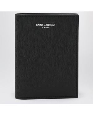 Saint Laurent Porte-Cartes En Cuir Grain De Poudre - Noir
