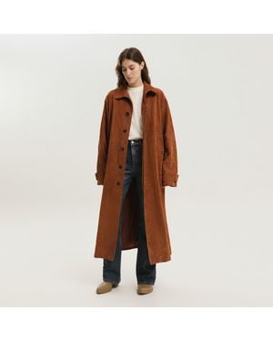 1989 STUDIO Corduroy Leather Mackintosh Coat - Brown