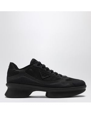 Prada Logo Plaque Trainers - Black