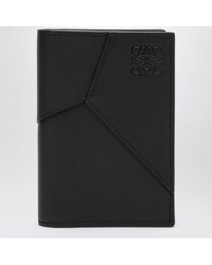 Loewe Porte-Cartes Puzzle Bi-Fold Noir En Cuir