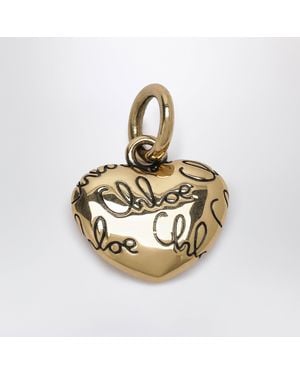 Chloé Alphabet Herzanhänger Aus Messing Mit Logo - Mettallic