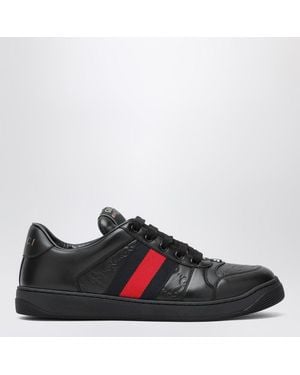 Gucci Sneaker screener nera con nastro web - Nero