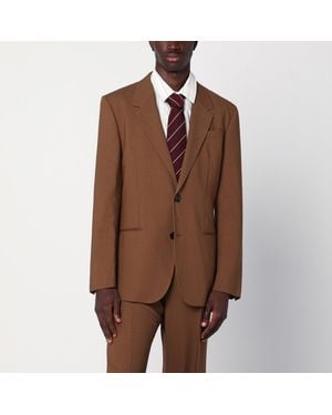 Ami Paris Hazelnut Single-Breasted Wool Jacket - Brown