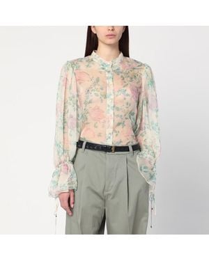 Chloé Seidenbluse Mit Blumenmuster - Grau